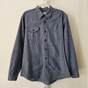 TELLASON Blue-Gray White Oak Cone Denim Button Chambray Long Sleeve Shirt Sz XL